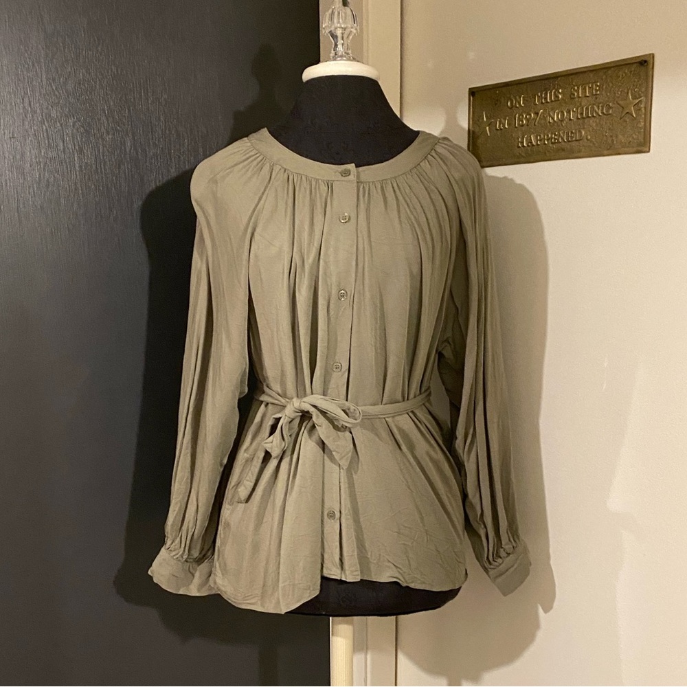 ASOS Olive Green Button Front Blouse with Matching Tie Belt 💜